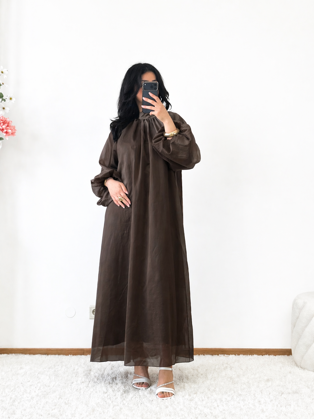 MAXIKLEID MIT BALLONÄRMELN