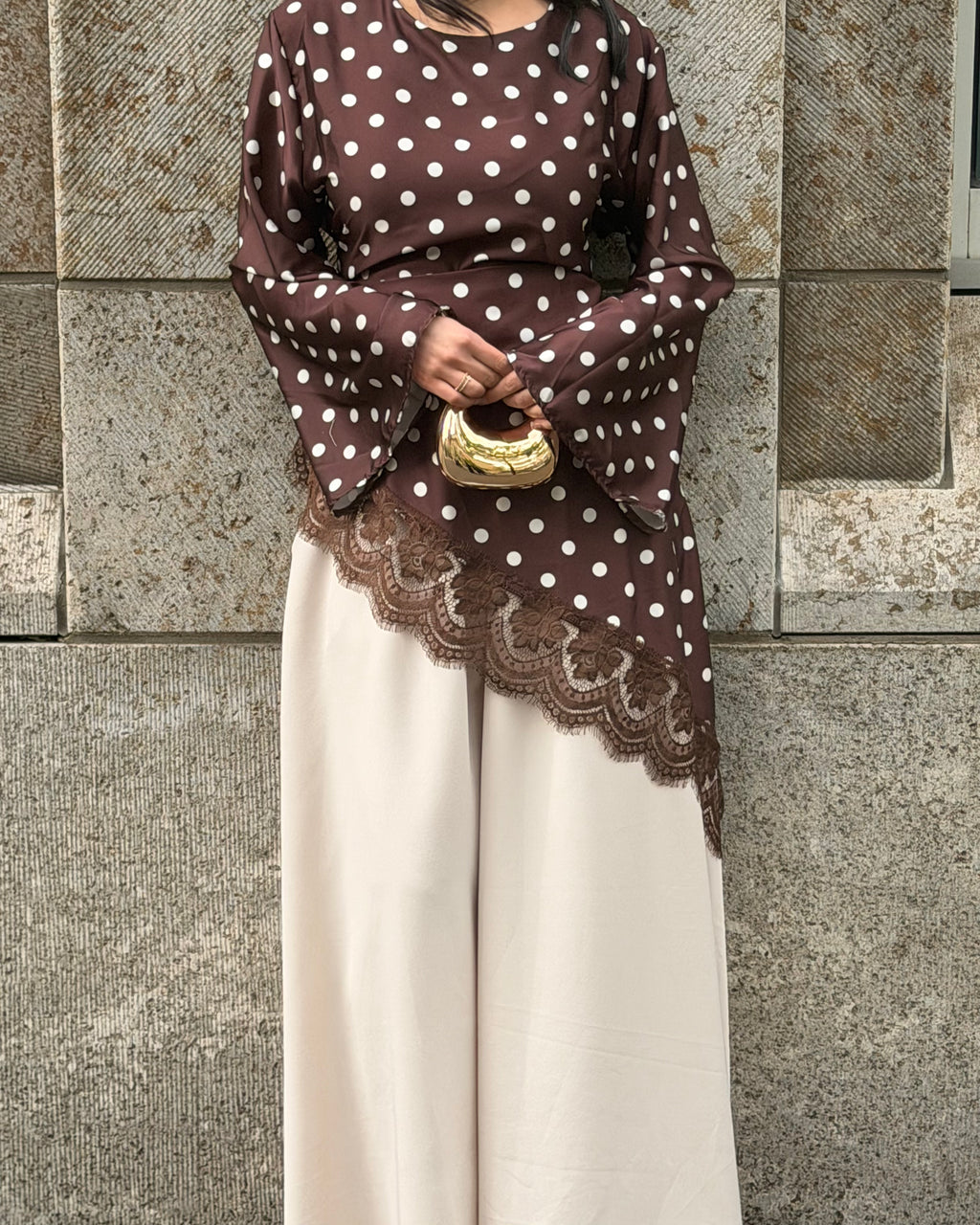  ASYMMETRICAL WITH LACE TRIM 