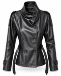 SHORT LEATHER EFFECT TRENCH JACKET
