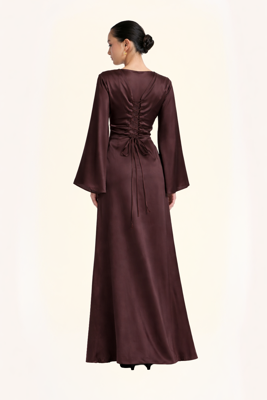 Drape Satin Dress - ESPRESSO