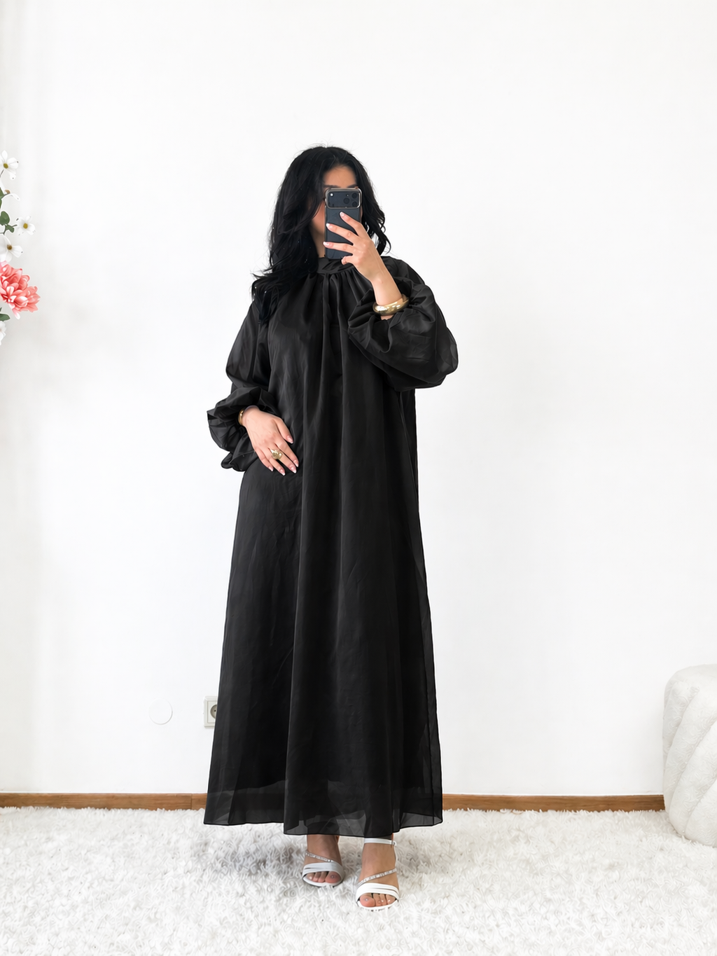MAXIKLEID MIT BALLONÄRMELN