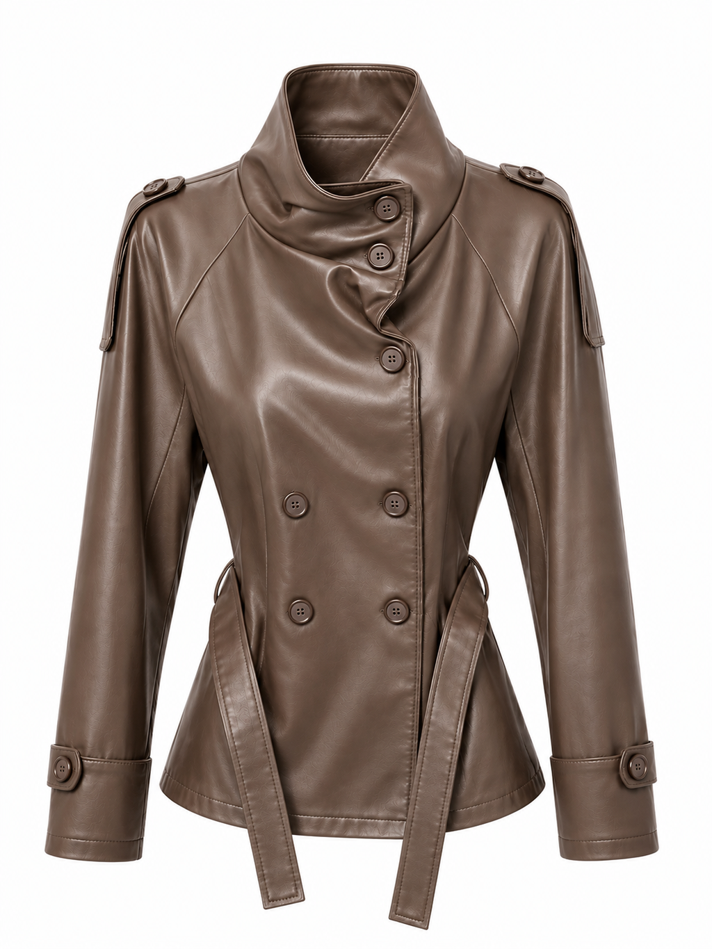 SHORT LEATHER EFFECT TRENCH JACKET