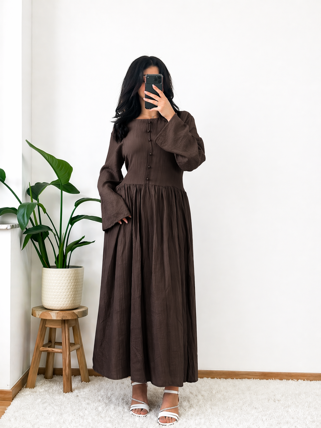 LANGES KLEID MIT RAFFUNG
