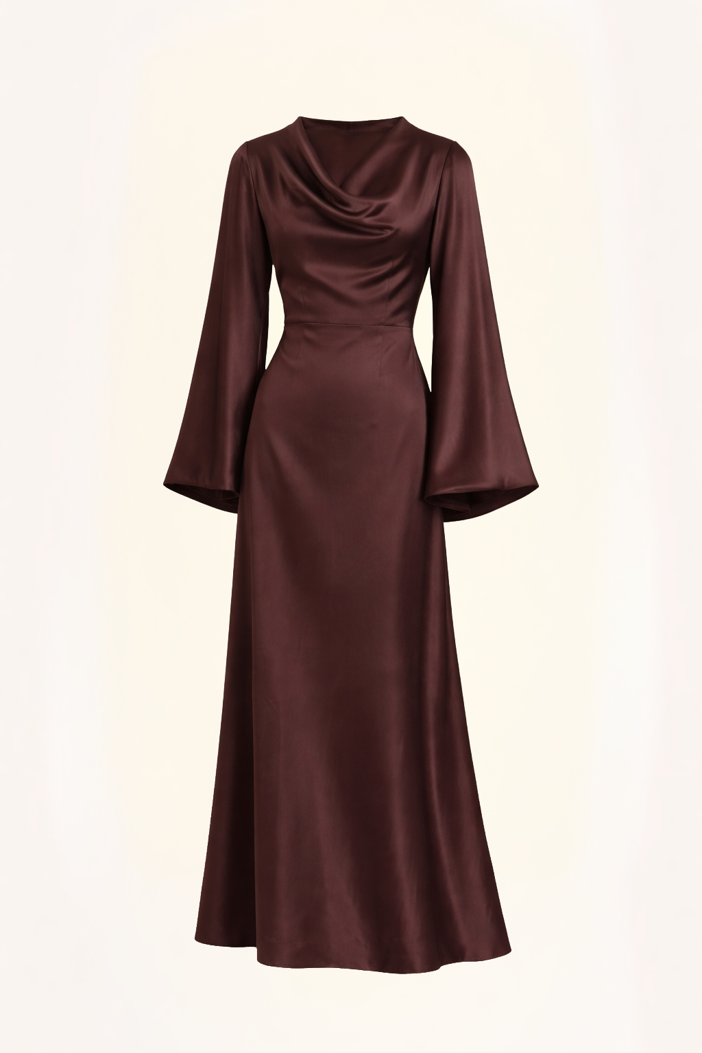 Drape Satin Dress - ESPRESSO