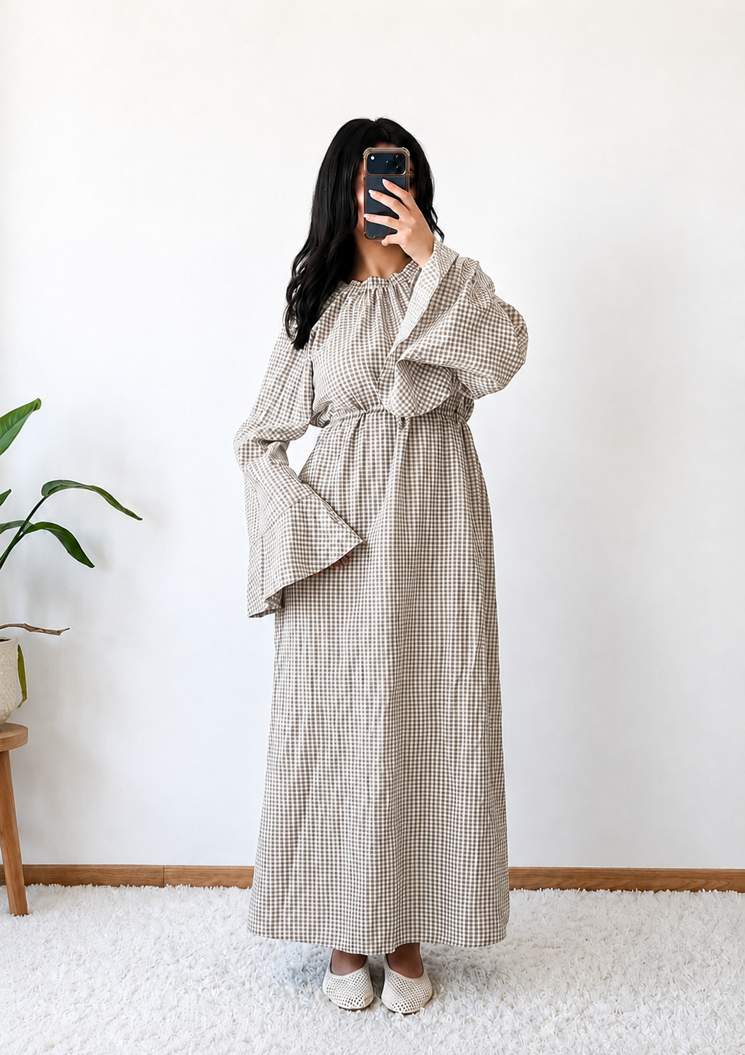 ROBE MAXI À CARREAUX